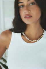 Wings Hawaii Mermaid's Treasure necklace with real Hawaiian seashells and Tahitian Pearls. Fine jewelry handcrafted in Maui. Exquisite, one of a kind, artisanal handmade piece.  thumbnail