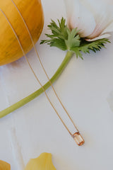 Prong Set Gemstone Necklace - Sunstone 14k thumbnail