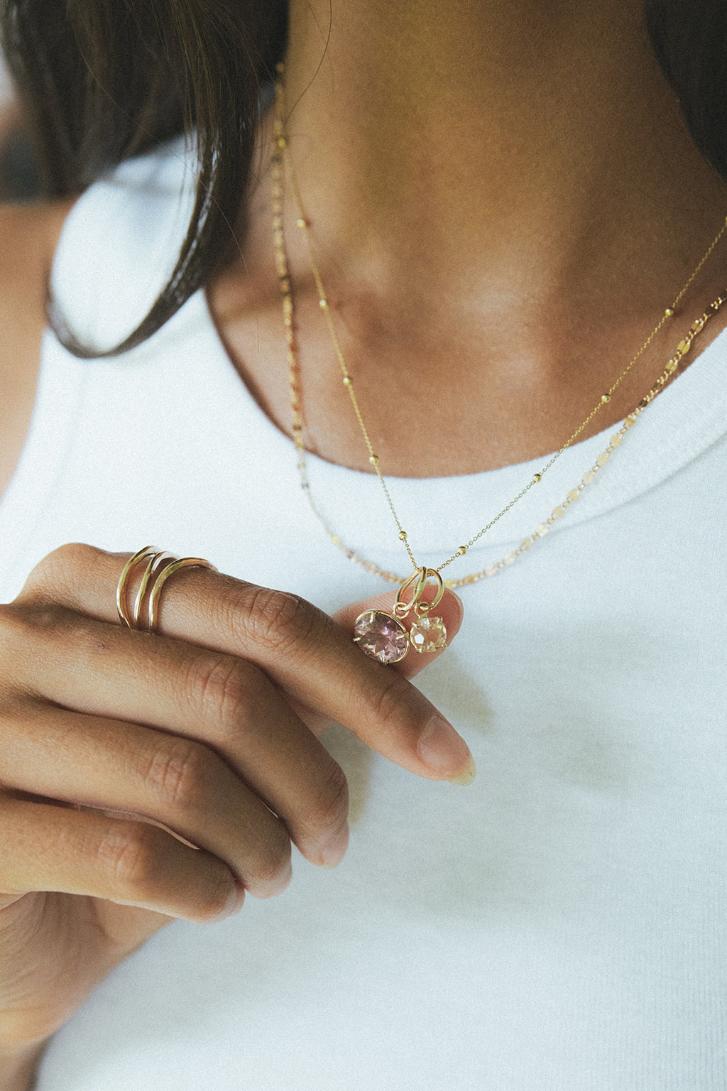 Necklace Charm - Pink Tourmaline | 14k