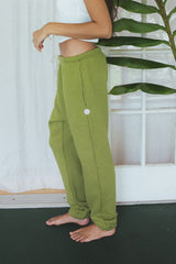 Wings Hawaii Green Joggers in 100% cotton. Designed in Maui, made in Los Angeles, USA. Small batch, sustainable, beach-inspired, elevated essentials.  thumbnail