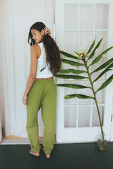 Wings Hawaii Green Joggers in 100% cotton. Designed in Maui, made in Los Angeles, USA. Small batch, sustainable, beach-inspired, elevated essentials.  thumbnail
