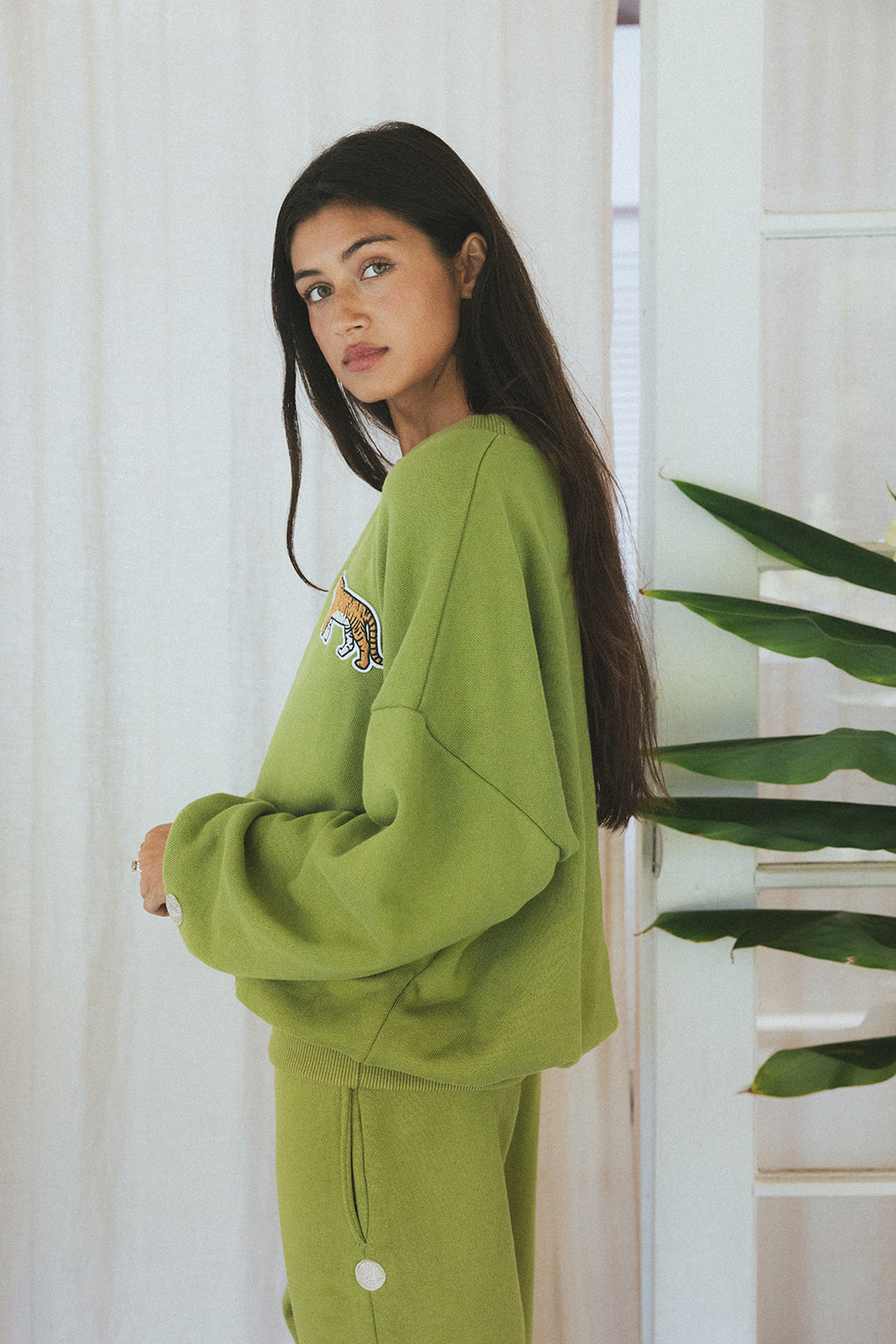 Tiger Patch Green Sweatshirt