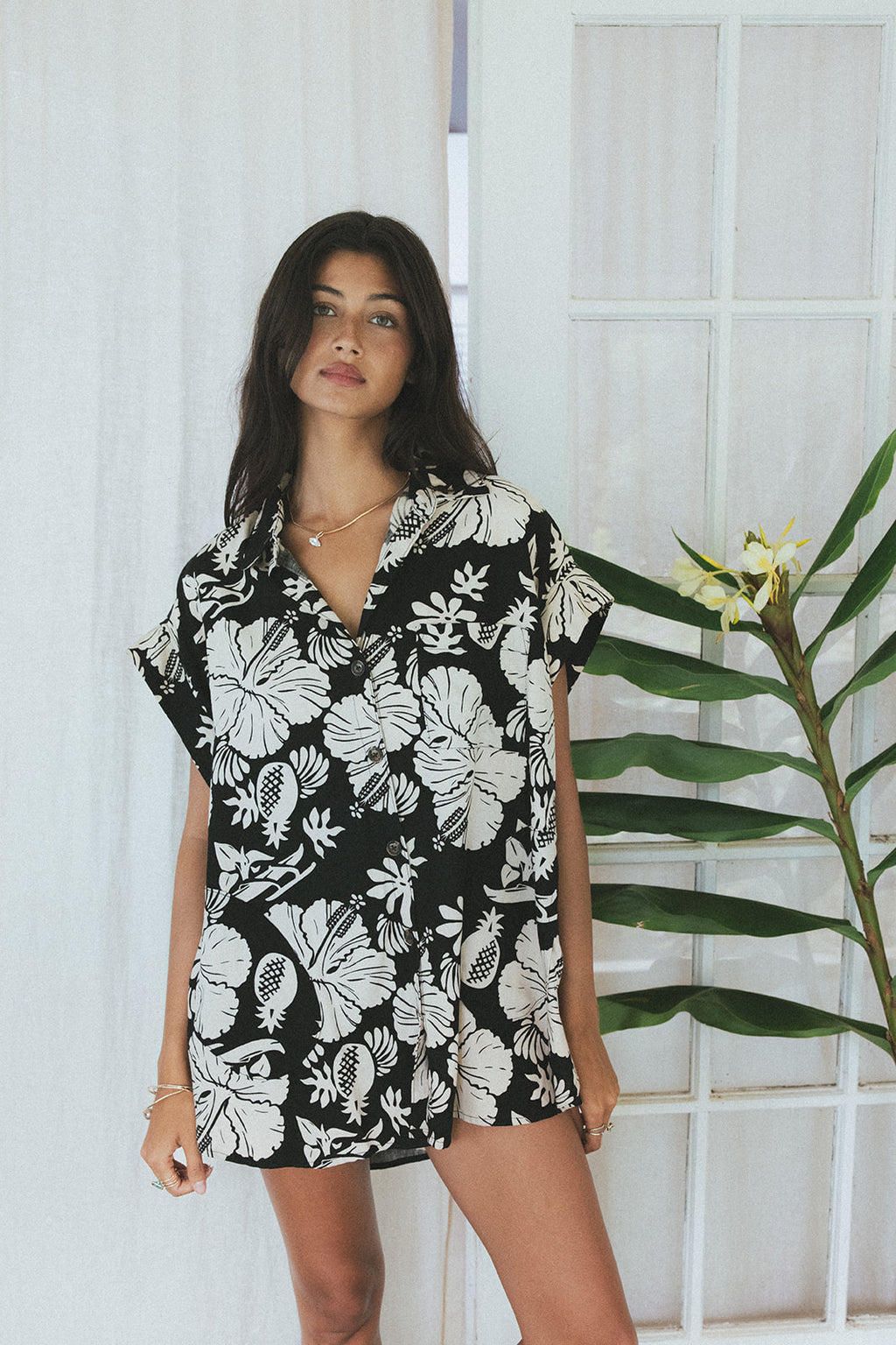 Short Sleeve Pocket Blouse - Hana Nightfall