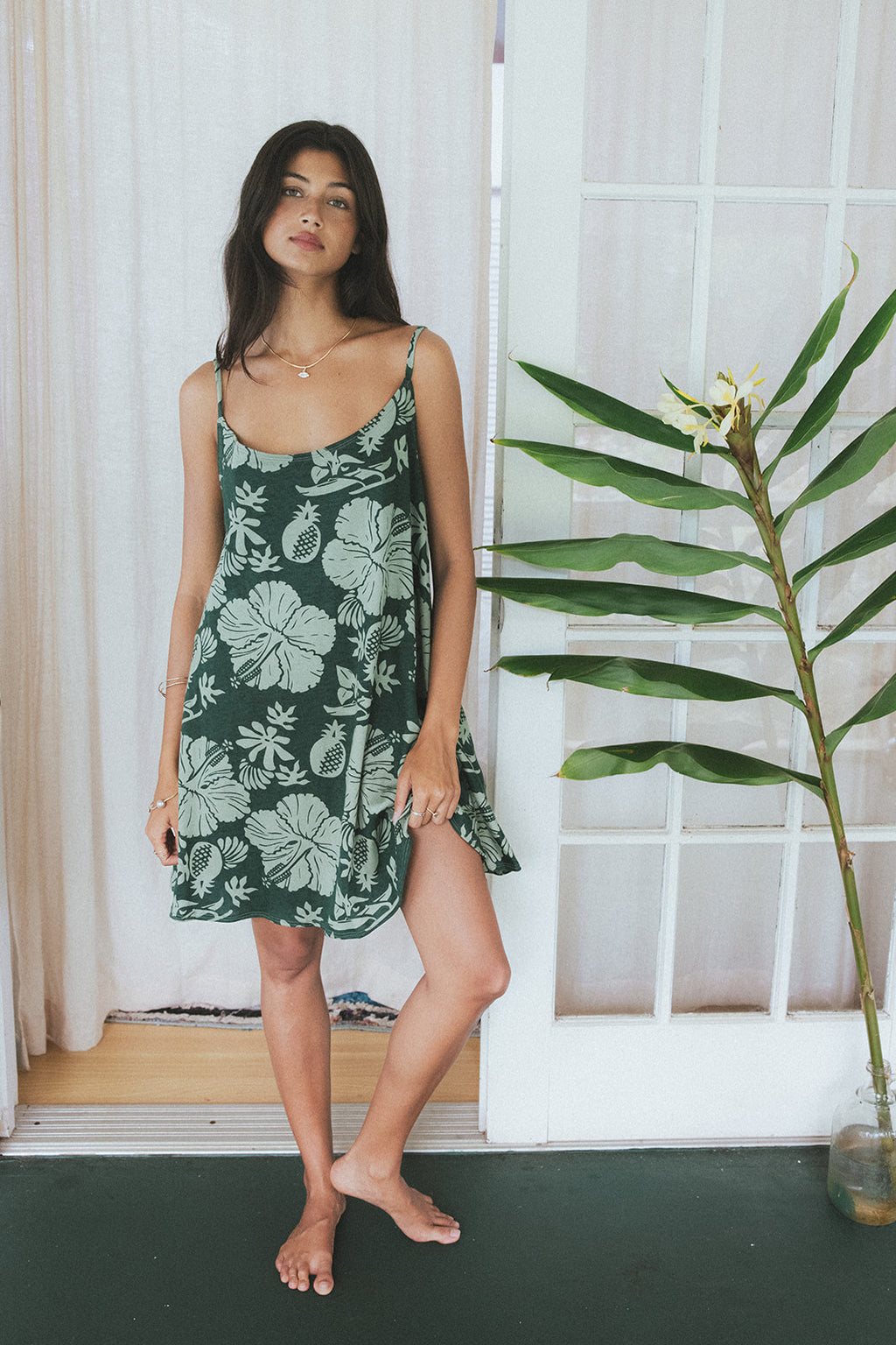 Trapeze Mini Dress - Hana Forest