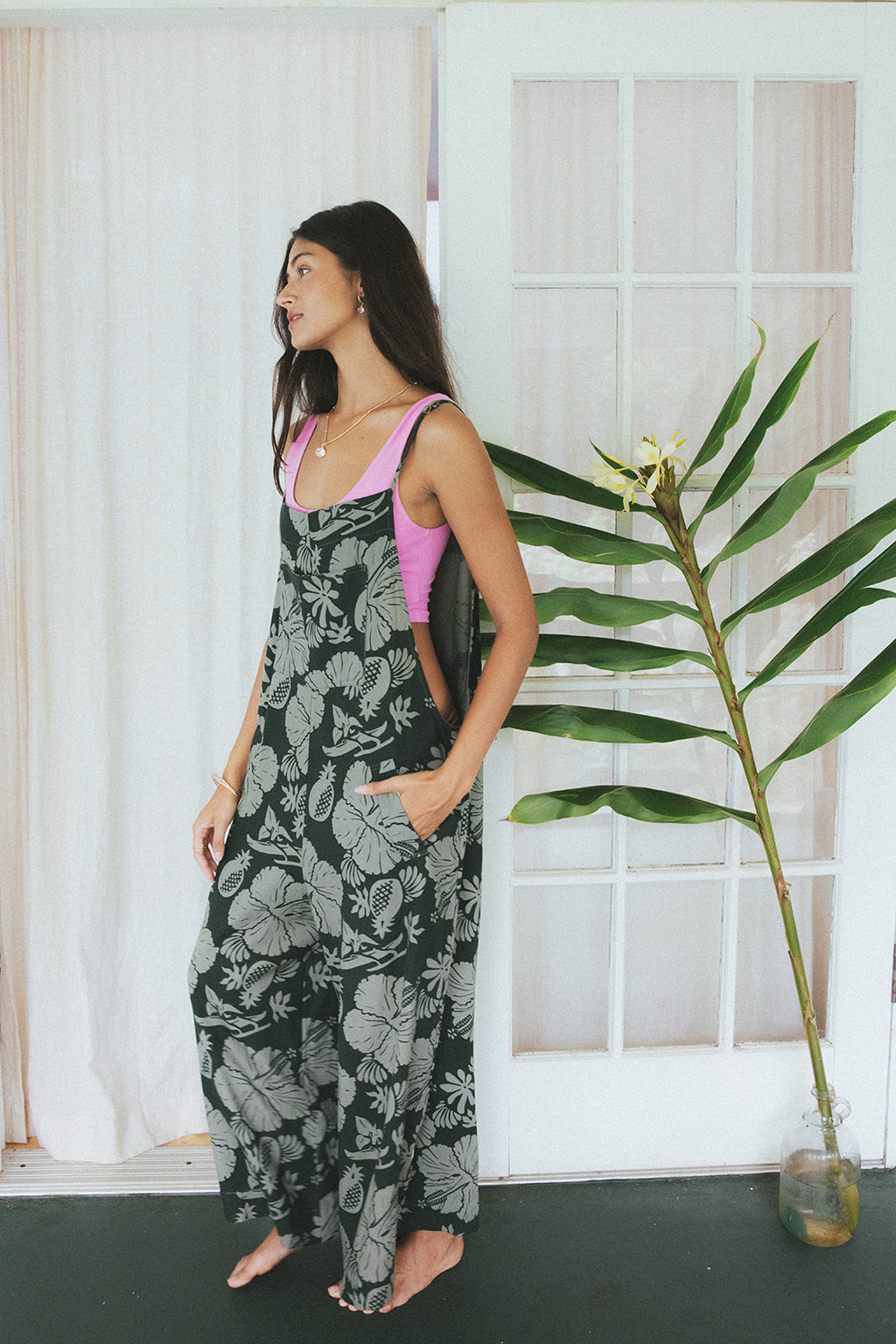 Aloha Print Overalls - Hana Forest