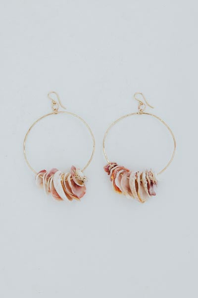 Shell Lei Hoop Earrings - Sunrise + Scallops