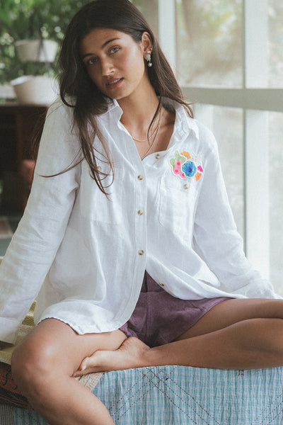 Sun + Moon Linen Blouse - White