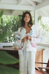 Wings Hawaii vintage quilt jacket. Upcycled, sustainable, small batch, creative fashion handmade in Maui.  thumbnail