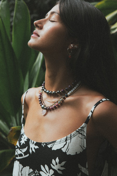 Beaded Ruby + Tahitian Pearl Choker