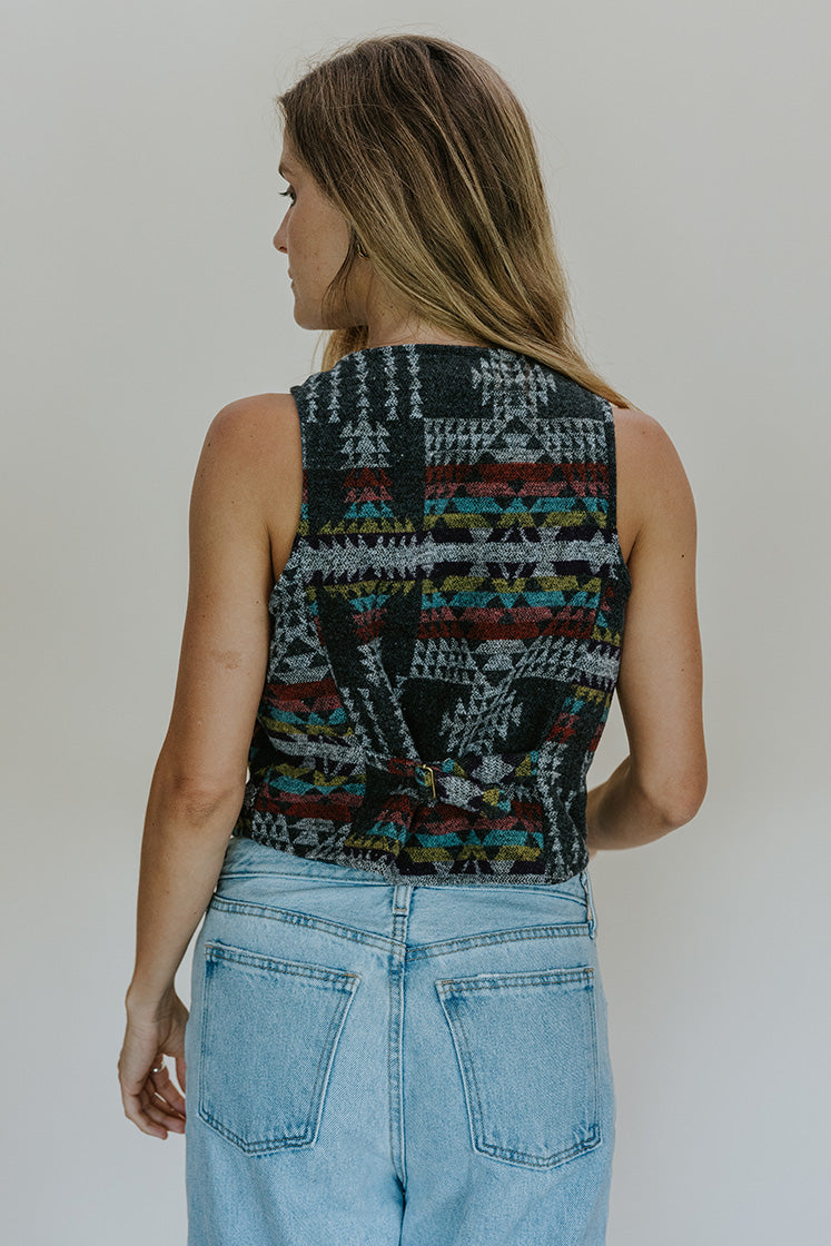 Aztec Wool Vest - Grey