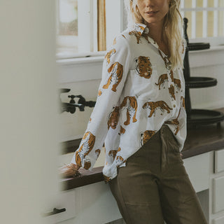 Wandering Tiger Long Sleeve Button-up