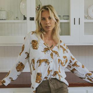 Wandering Tiger Long Sleeve Button-up