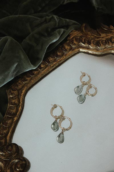 Charm Hoops - Green Sunstone