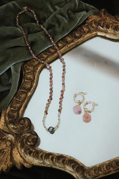 Wings Hawaii Tahitian Pearl Beaded Necklace - Pink Tourmaline