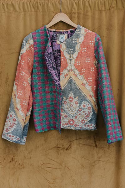 Vintage Kantha Jacket - Ocean Blossom