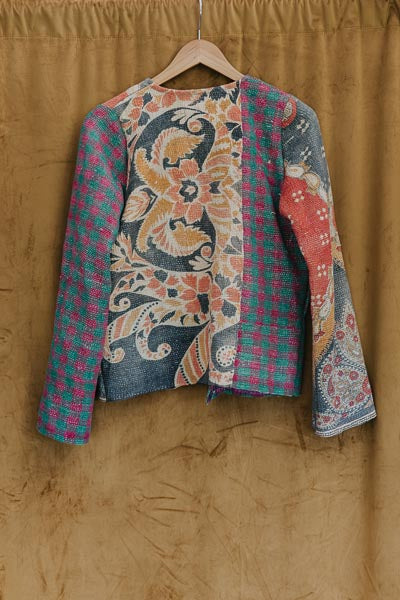 Vintage Kantha Jacket - Ocean Blossom