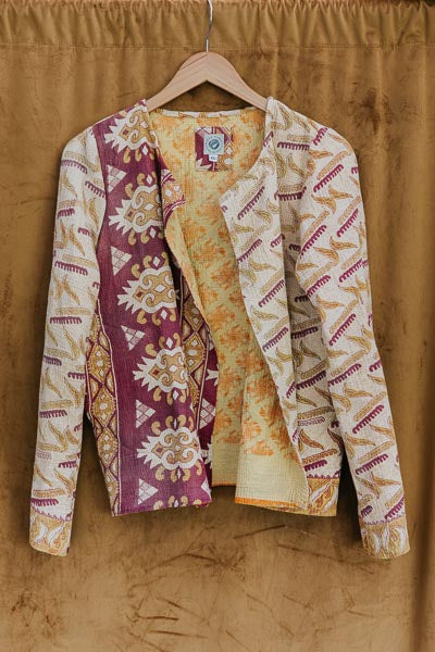 Vintage Kantha Jacket - Saffron Glow