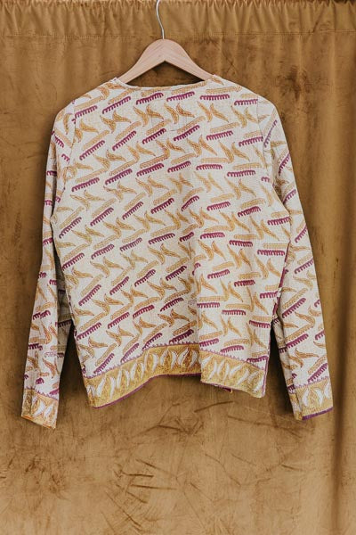 Vintage Kantha Jacket - Saffron Glow