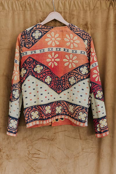 Vintage Kantha Jacket - Midnight Bloom