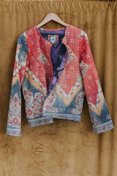 Vintage Kantha Jacket - Ocean Blossom