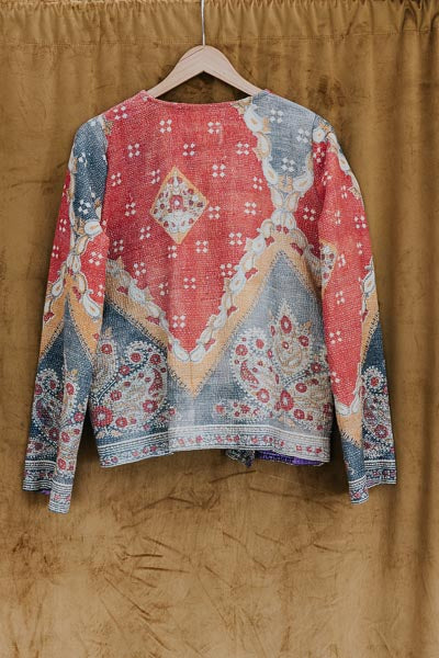 Vintage Kantha Jacket - Ocean Blossom