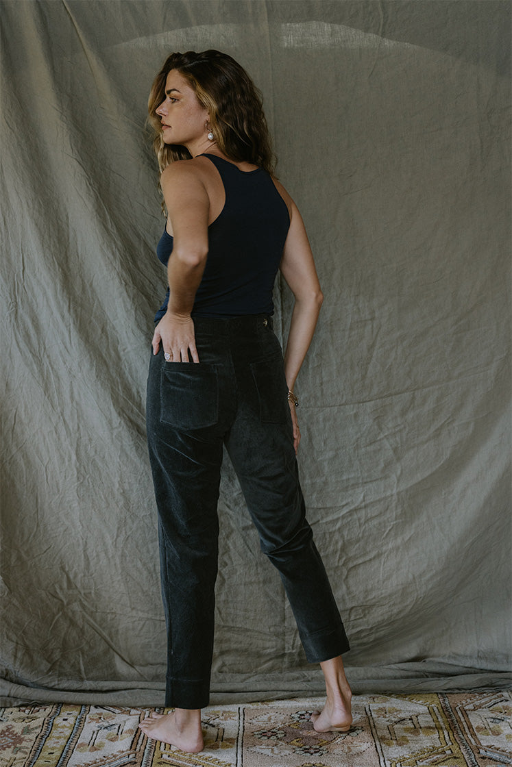 Retro Pocket Pants - Charcoal Corduroy