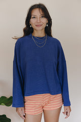 Waffle Mock Neck - Deep Surf | Rayon Blend thumbnail