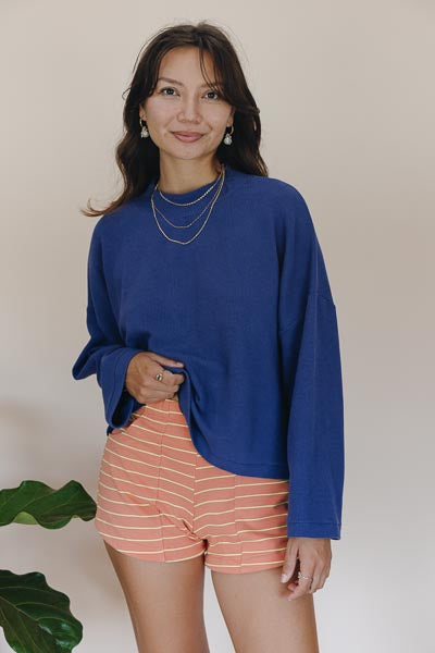 Waffle Mock Neck - Deep Surf | Rayon Blend