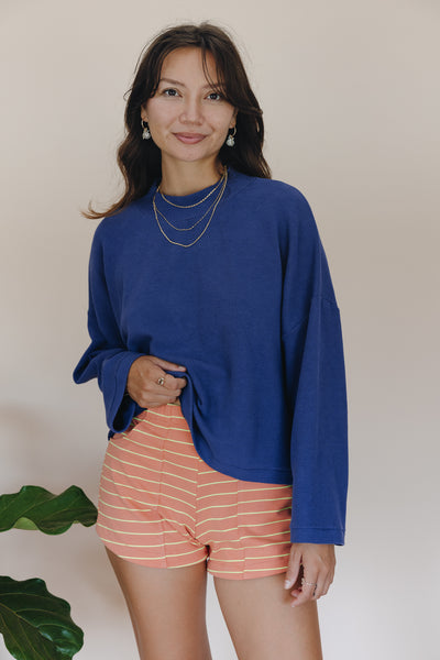 Waffle Mock Neck - Deep Surf | Rayon Blend