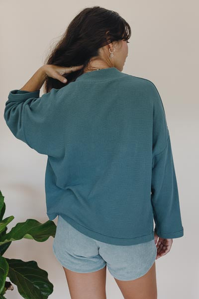 Waffle Mock Neck - Eucalyptus | Rayon Blend