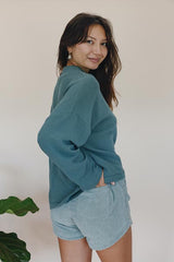 Waffle Mock Neck - Eucalyptus | Rayon Blend thumbnail