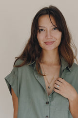 Boxy Button-up - Olive Grove