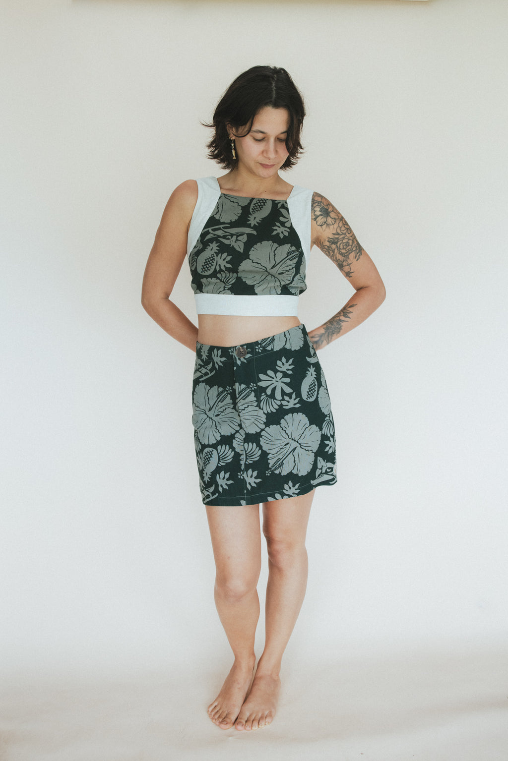 Retro Pocket Mini Skirt - Hana Forest