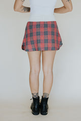 Plaid Flannel Mini Skirt - Red & Grey thumbnail