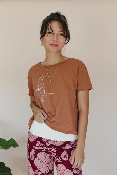 Organic Cotton Crop Tee - Whale Dance | Rust