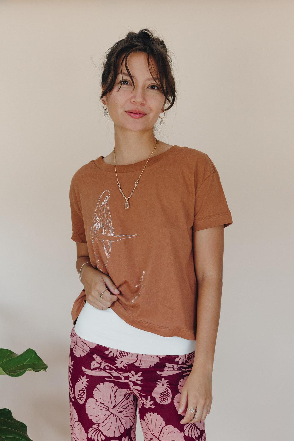 Organic Cotton Crop Tee - Whale Dance | Rust