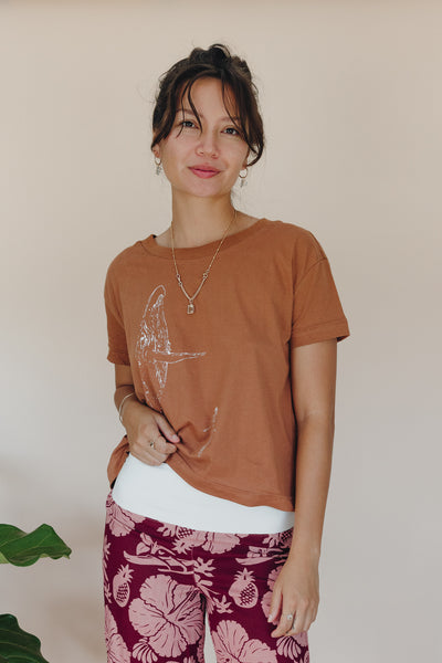 Organic Cotton Crop Tee - Whale Dance | Rust