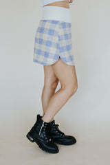 Plaid Flannel Mini Skirt - Cream & Blue thumbnail
