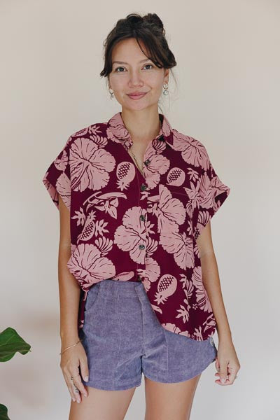 Aloha Boxy Button-up - Hana Garden