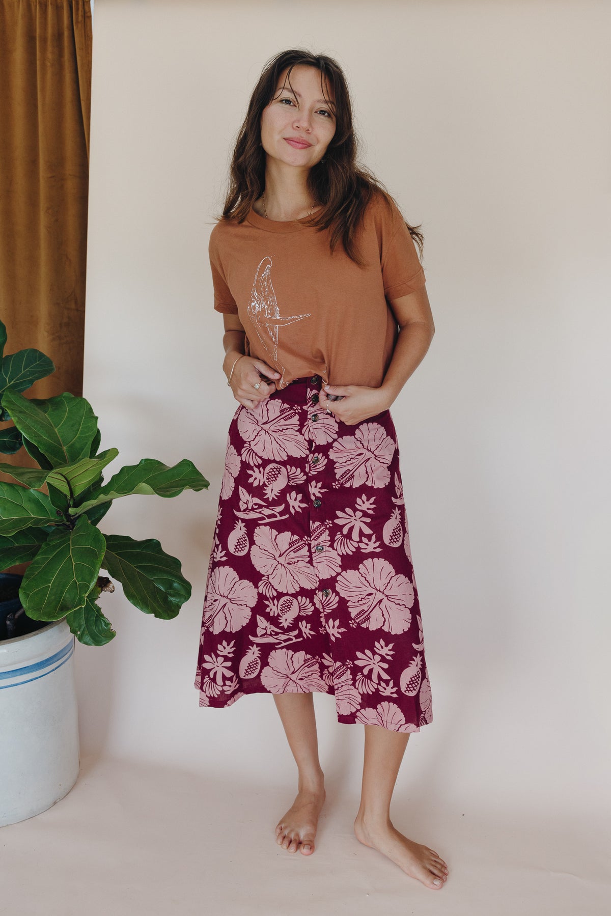 Brie Midi Skirt - Hana Garden
