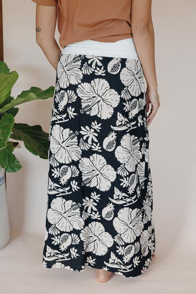 Linen Maxi Skirt - Hana Nightfall
