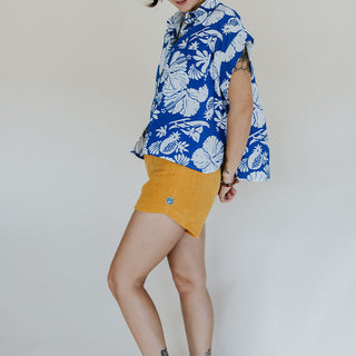 Blue Vintage Aloha Boxy Button-up