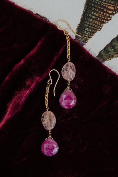 Good Karma Earrings - Aquamarine + Ruby