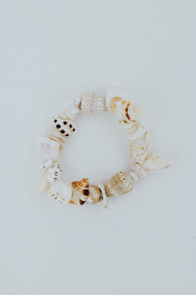 Shell Pile Stretchy Bracelet - Light Pink Pearl