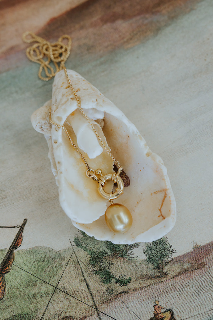 Wings Hawaii necklace with south seas pearl pendant and gold-fill clasp and chain