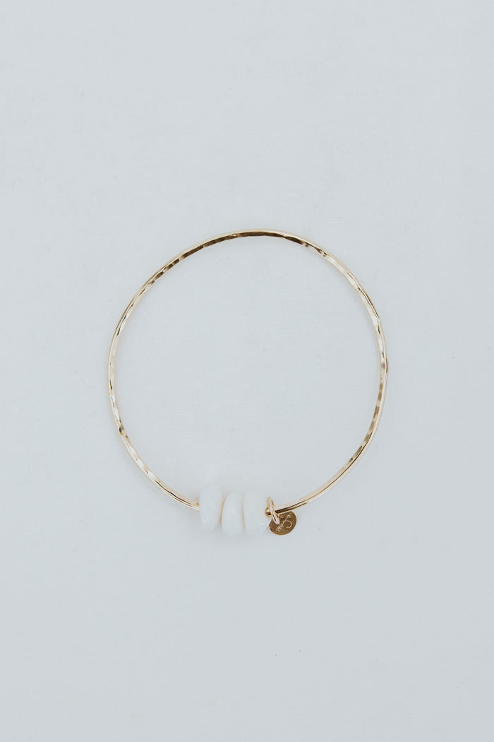 Ti Leaf Bangle - Triple Puka Shell