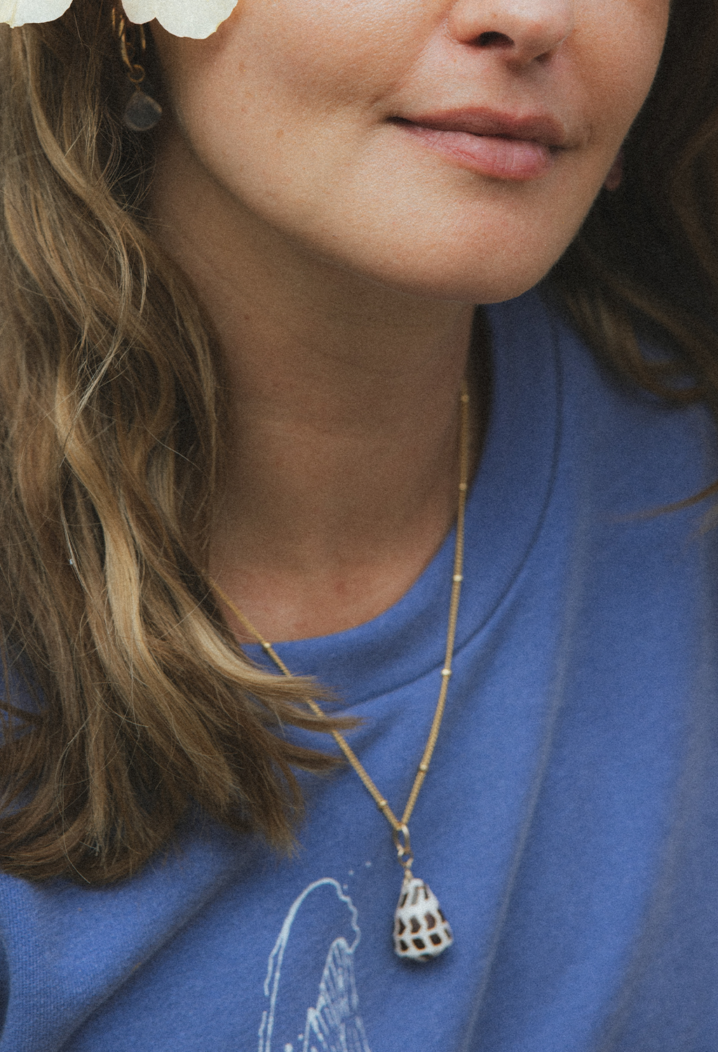 Wings Hawaii Hebrew Cone Shell necklace charm in 14k gold filled. Fine jewelry handmade in Maui with real Hawaiian beach shells. 