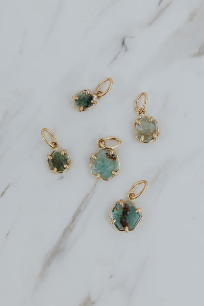 Necklace Charm - Hexagon Aquamarine | GF