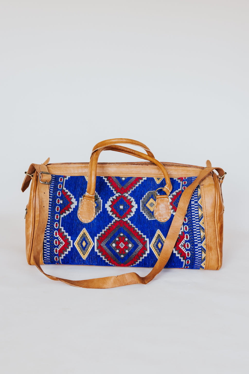 Kilim + Leather Travel Bag - Blue Large