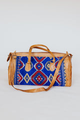 Kilim + Leather Travel Bag - Blue Large thumbnail